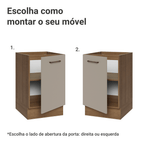 Balcão de Cozinha 50 x 60cm 1 Porta (Sem Tampo) Rustic/Crema Agata Madesa