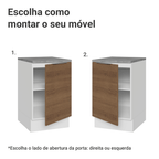 Balcão de Cozinha 50 x 60cm 1 Porta (Com Tampo) Branco/Rustic Stella Madesa