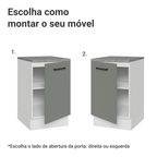 Balcão de Cozinha 50 x 60cm 1 Porta (Com Tampo) Branco/Cinza Agata Madesa