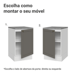 Balcão de Cozinha 50 x 60cm 1 Porta (Com Tampo) Branco/Cinza Vik Madesa