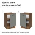 Balcão de Cozinha 50 x 60cm 1 Porta (Sem Tampo) Rustic/Cinza Agata Madesa