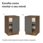 Balcão de Cozinha 50 x 60cm 1 Porta (Sem Tampo) Rustic/Cinza Vik Madesa