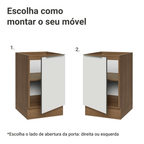 Balcão de Cozinha 50 x 60 cm 1 Porta (Sem Tampo) Rustic/Branco Veludo Lux Madesa