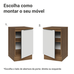 Balcão de Cozinha 50 x 60 cm 1 Porta (Com Tampo) Rustic/Branco Veludo Lux Madesa