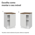 Balcão de Cozinha 50 x 60cm 1 Porta Branco Tampo Rustic Stella Madesa