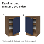 Balcão de Cozinha 50 x 60cm 1 Porta (Com Tampo) Rustic/Azul Vik Madesa