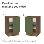 Balcão de Cozinha 50 x 60cm 1 Porta (Sem Tampo) Rustic/Verde Vik Madesa