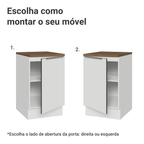 Balcão de Cozinha 50 x 60 cm 1 Porta Branco Tampo Rustic Lux Madesa