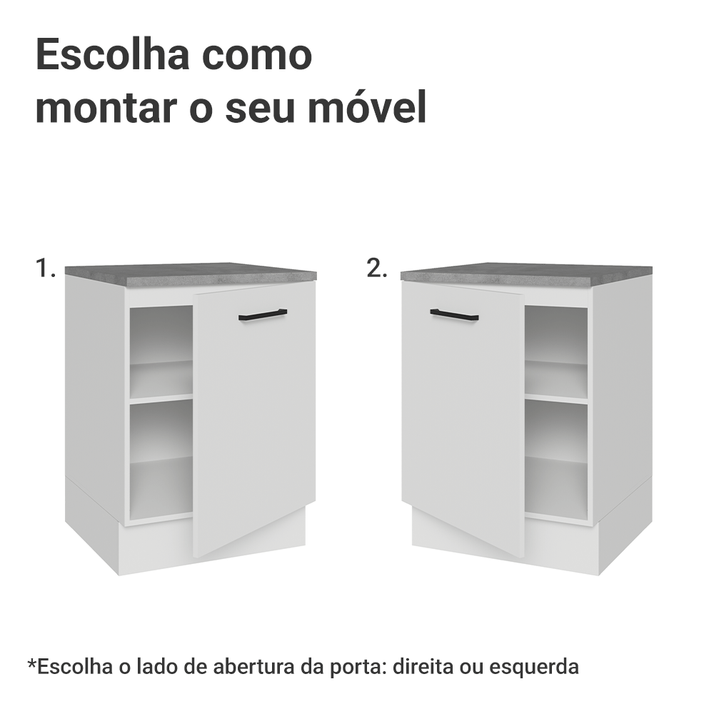 Balcão Madesa Agata 60 x 60 cm 1 Porta (Com Tampo) Branco