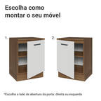Balcão Madesa Agata 60 x 60 cm 1 Porta (Com Tampo) Rustic/Branco