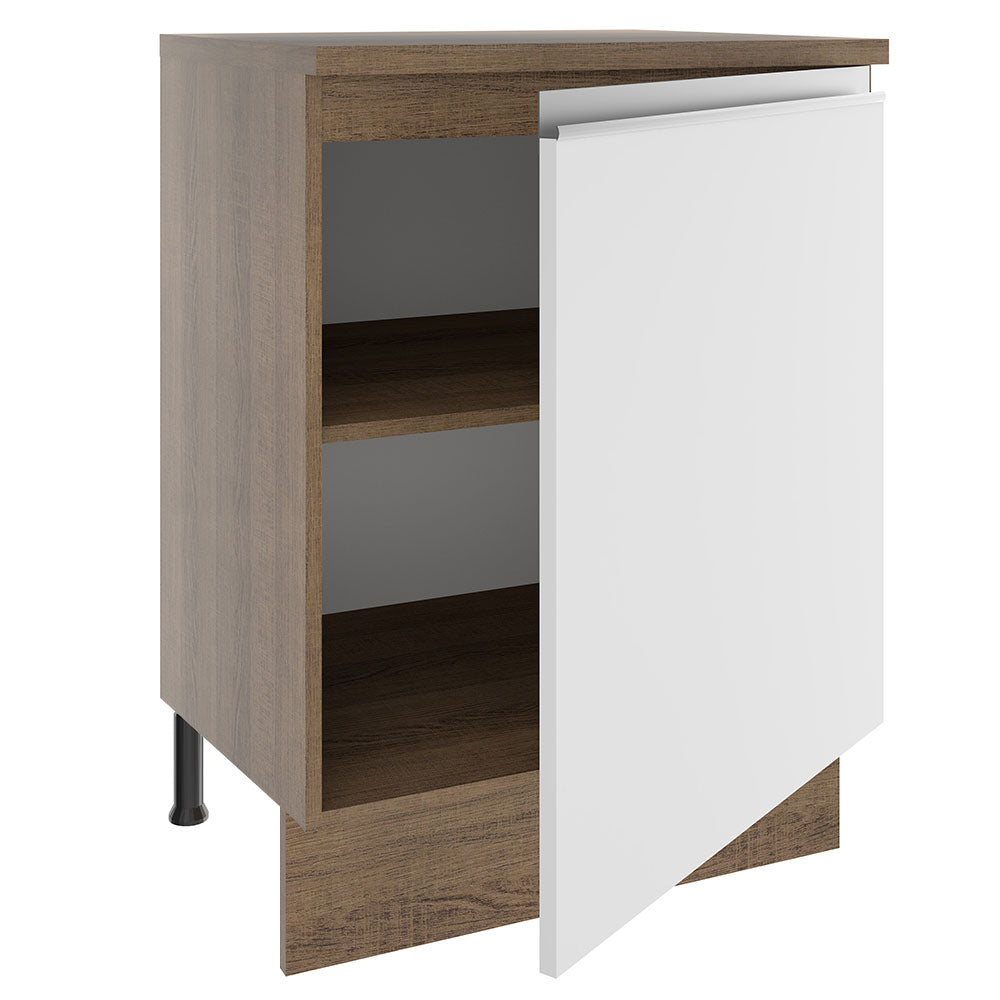Balcão Madesa Glamy 60 x 60 cm 1 Porta (Com Tampo) Rustic/Branco