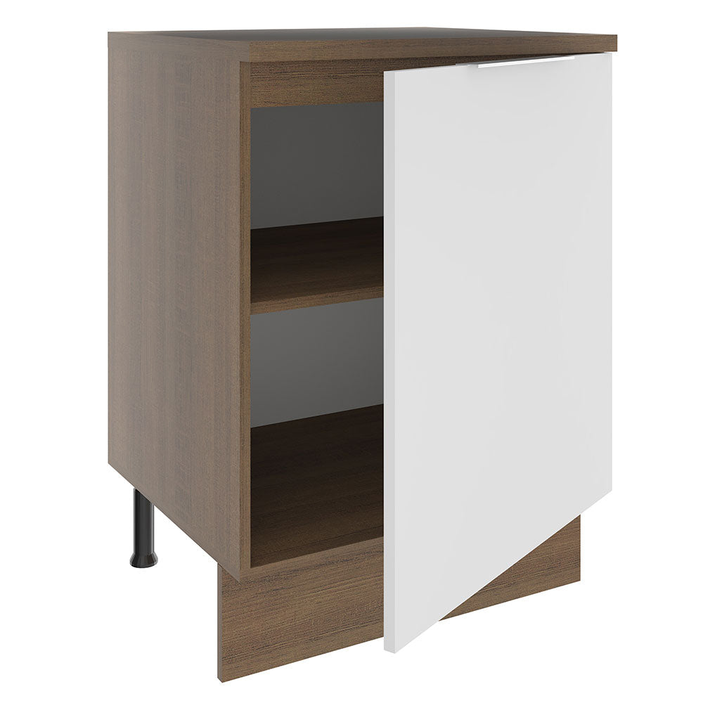 Balcão Madesa Stella 60 x 60 cm 1 Porta (Com Tampo) Rustic/Branco