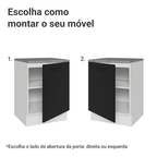 Balcão Madesa Agata 60 x 60 cm 1 Porta (Com Tampo) Branco/Preto