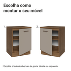 Balcão 60 x 60 cm 1 Porta (Com Tampo) Rustic/Crema Agata Madesa