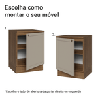 Balcão de Cozinha 60 x 60 cm 1 Porta (Com Tampo) Rustic/Crema Vik Madesa