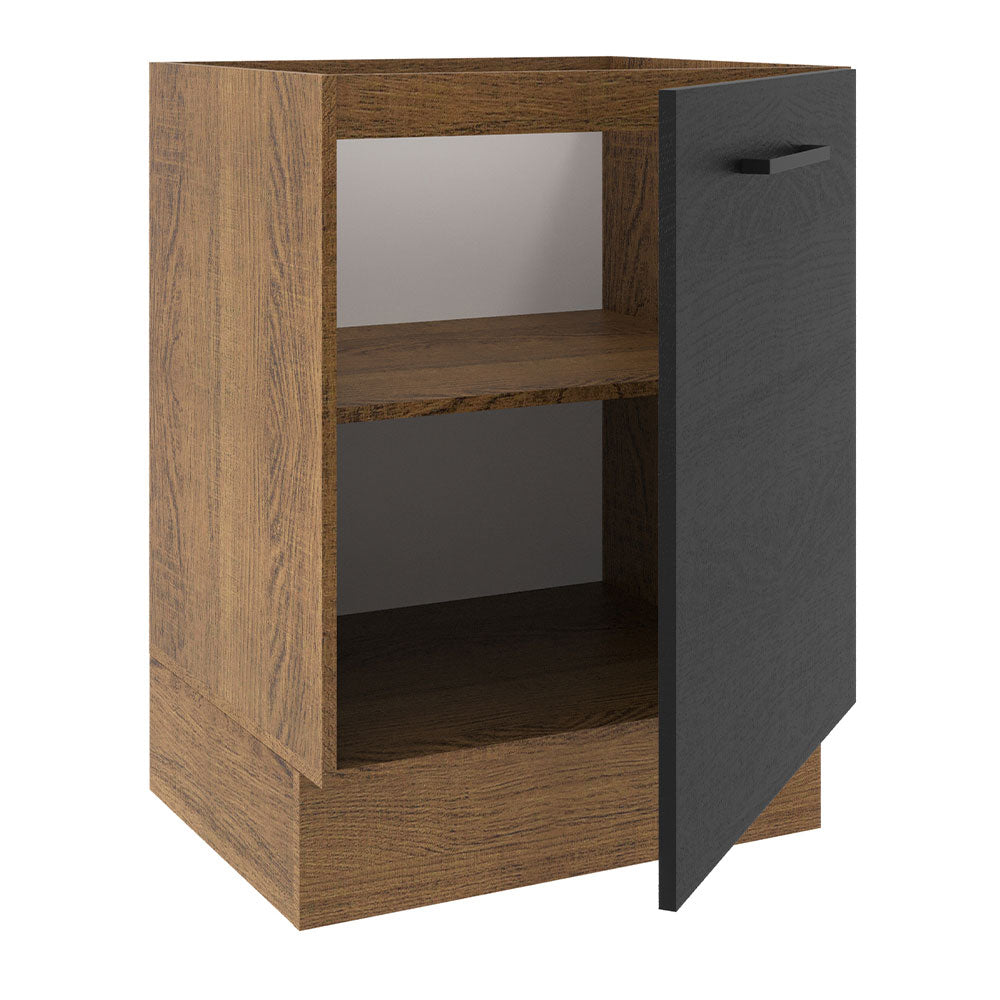 Balcão Madesa Agata 60 x 60 cm 1 Porta (Sem Tampo) Rustic/Preto