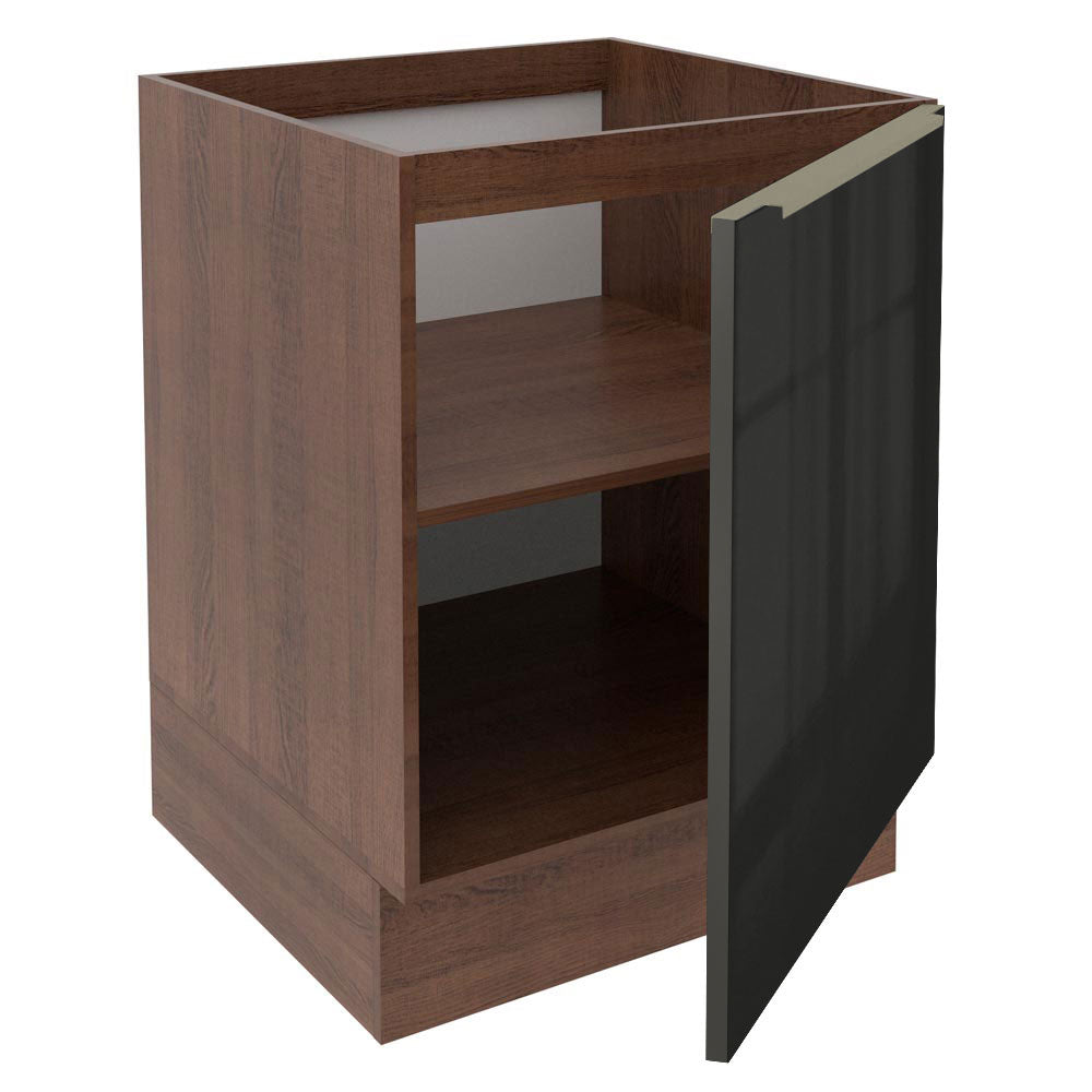 Balcão Madesa Lux 60 cm 1 Porta (Sem Tampo) Rustic/Preto