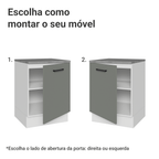 Balcão Madesa Agata 60 x 60 cm 1 Porta (Com Tampo) Branco/Cinza
