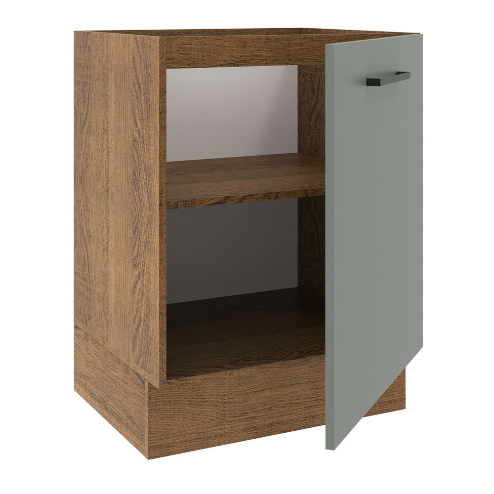 Balcão Madesa Agata 60 x 60 cm 1 Porta (Sem Tampo) Rustic/Cinza