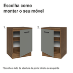 Balcão Madesa Agata 60 x 60 cm 1 Porta (Com Tampo) Rustic/Cinza