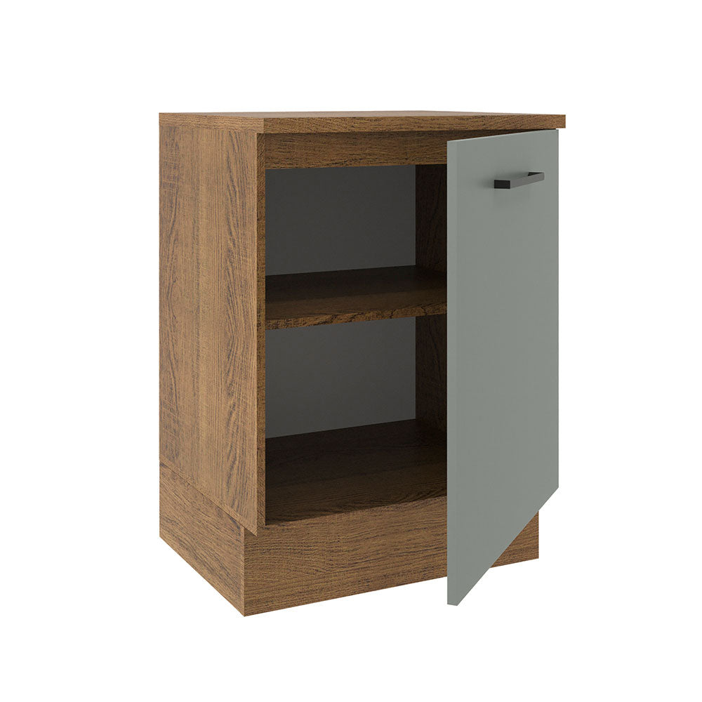 Balcão Madesa Agata 60 x 60 cm 1 Porta (Com Tampo) Rustic/Cinza