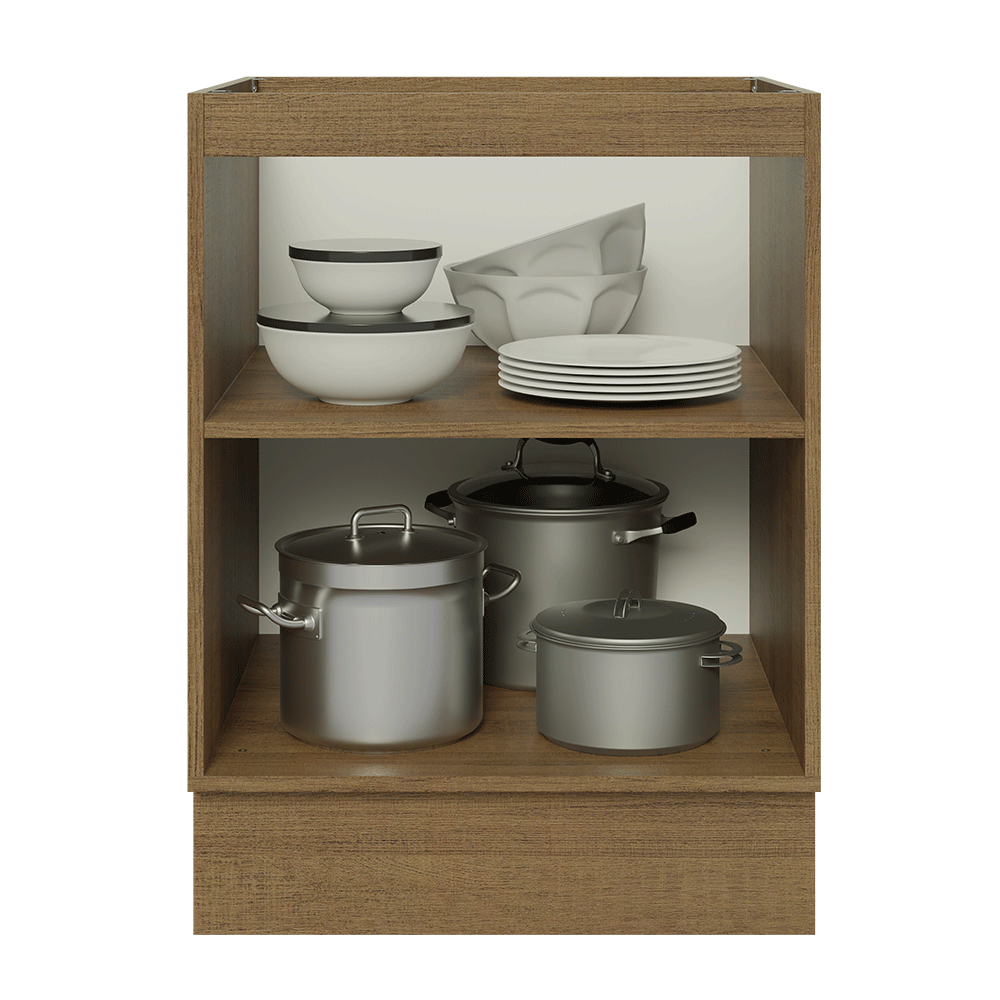Balcão de Cozinha 60 x 60 cm 1 Porta (Sem Tampo) Rustic/Branco Veludo Lux Madesa