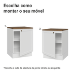 Balcão de Cozinha 60 x 60 cm 1 Porta (Com Tampo) Branco/Rustic Vik Madesa