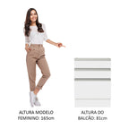Balcão Cozinha 60 x 60 cm 3 Gavetas (Sem Tampo) Branco Glamy Madesa