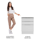 Balcão Madesa Stella 60 x 60 cm 3 Gavetas (Com Tampo) Branco