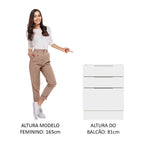Balcão Cozinha 60 x 60 cm 3 Gavetas (Sem Tampo) Branco Stella Madesa