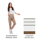 Balcão Cozinha 60 x 60 cm 3 Gavetas (Sem Tampo) Rustic/Branco Glamy Madesa