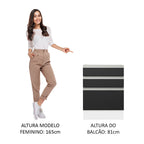 Balcão Cozinha 60 x 60 cm 3 Gavetas (Sem Tampo) Branco/Preto Glamy Madesa