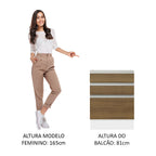 Balcão Cozinha 60 x 60 cm 3 Gavetas (Sem Tampo) Branco/Rustic Glamy Madesa