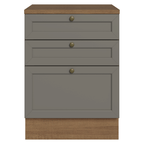 Balcão de Cozinha 60 x 60 cm 3 Gavetas (Com Tampo) Rustic/Cinza Vik Madesa