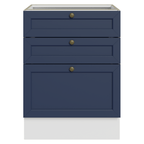 Balcão de Cozinha 60 x 60 cm 3 Gavetas (Sem Tampo) Branco/Azul Vik Madesa