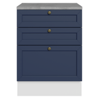 Balcão de Cozinha 60 x 60 cm 3 Gavetas (Com Tampo) Branco/Azul Vik Madesa