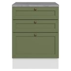 Balcão de Cozinha 60 x 60 cm 3 Gavetas (Com Tampo) Branco/Verde Vik Madesa