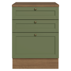 Balcão de Cozinha 60 x 60 cm 3 Gavetas (Com Tampo) Rustic/Verde Vik Madesa