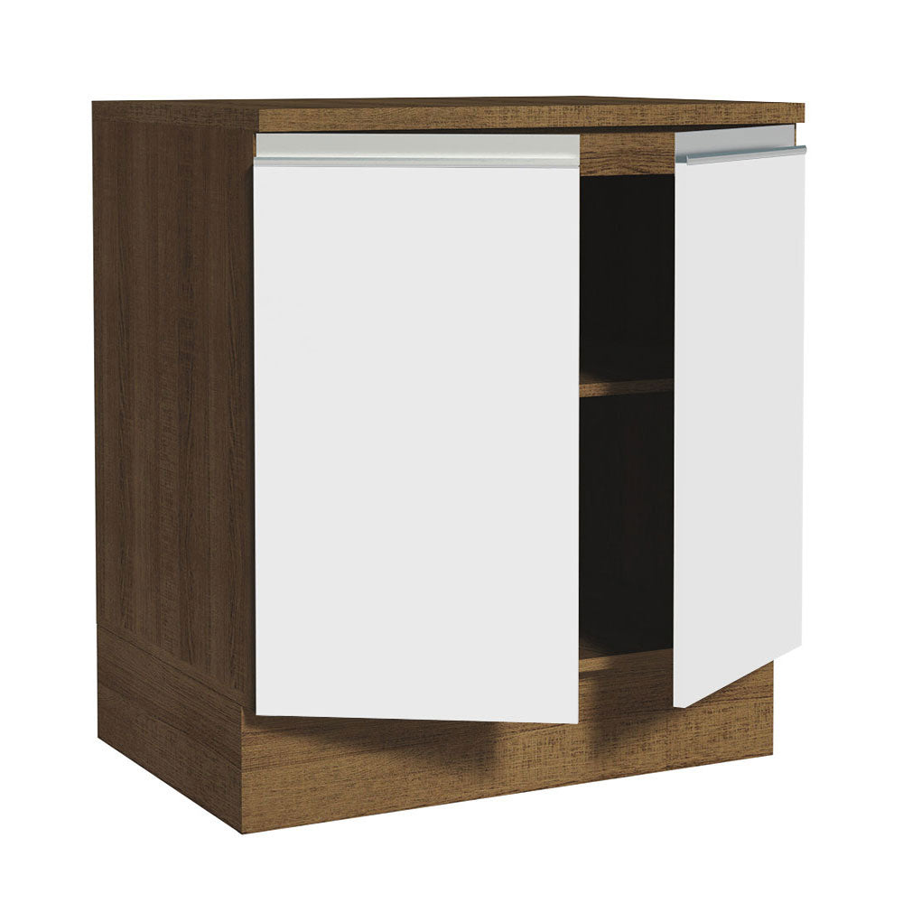 Balcão 70 x 60 cm 2 Portas (Com Tampo) Rustic/Branco Glamy Madesa