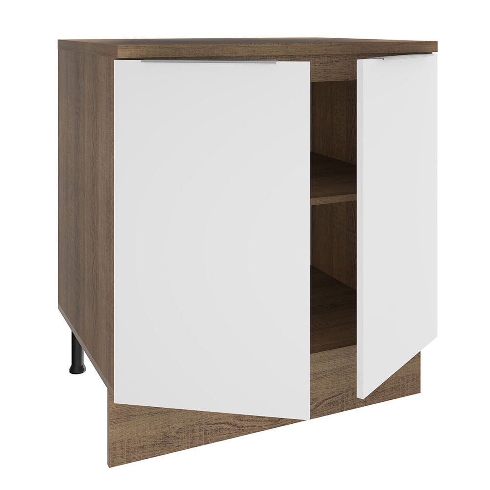 Balcão 70 x 60 cm 2 Portas (Com Tampo) Rustic/Branco Stella Madesa