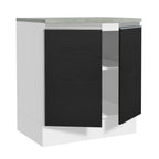 Balcão 70 x 60 cm 2 Portas (Com Tampo) Branco/Preto Glamy Madesa