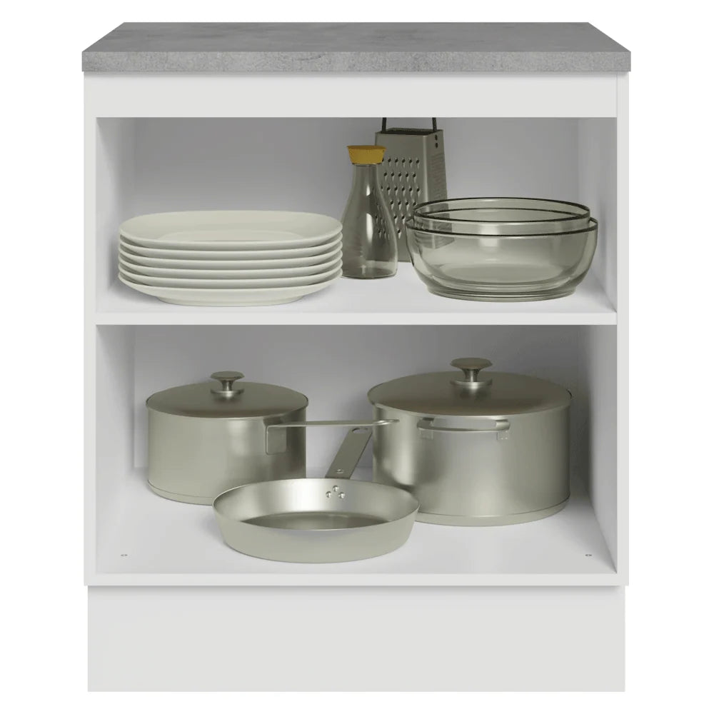 Balcão de Cozinha 70 x 60 cm 2 Portas (Com Tampo) Branco/Preto Vik Madesa