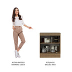 Balcão de Cozinha Madesa Agata 70 x 60 cm 2 Portas (Com Tampo) Rustic/Preto