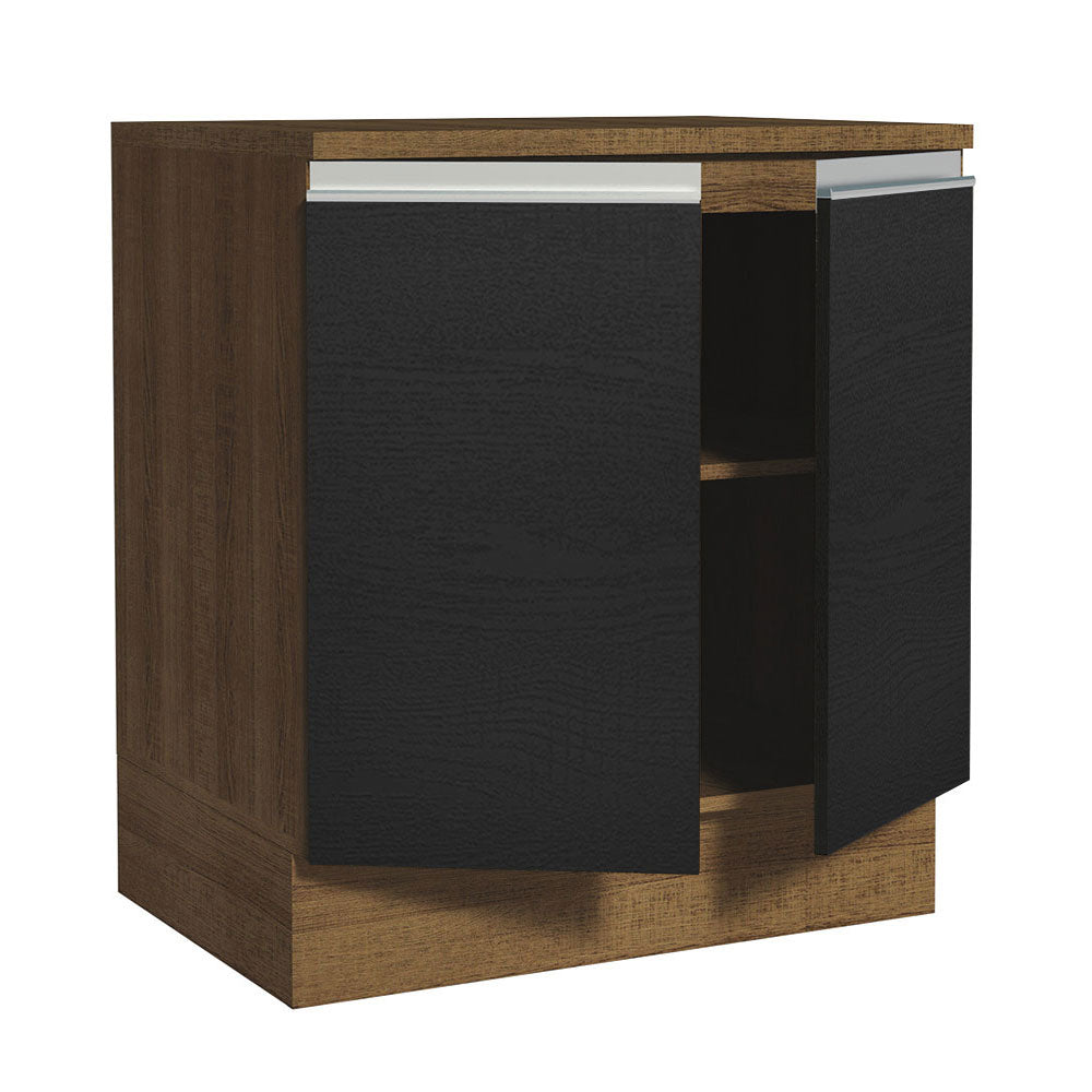 Balcão 70 x 60 cm 2 Portas (Com Tampo) Rustic/Preto Glamy Madesa