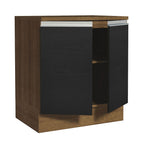 Balcão 70 x 60 cm 2 Portas (Com Tampo) Rustic/Preto Glamy Madesa
