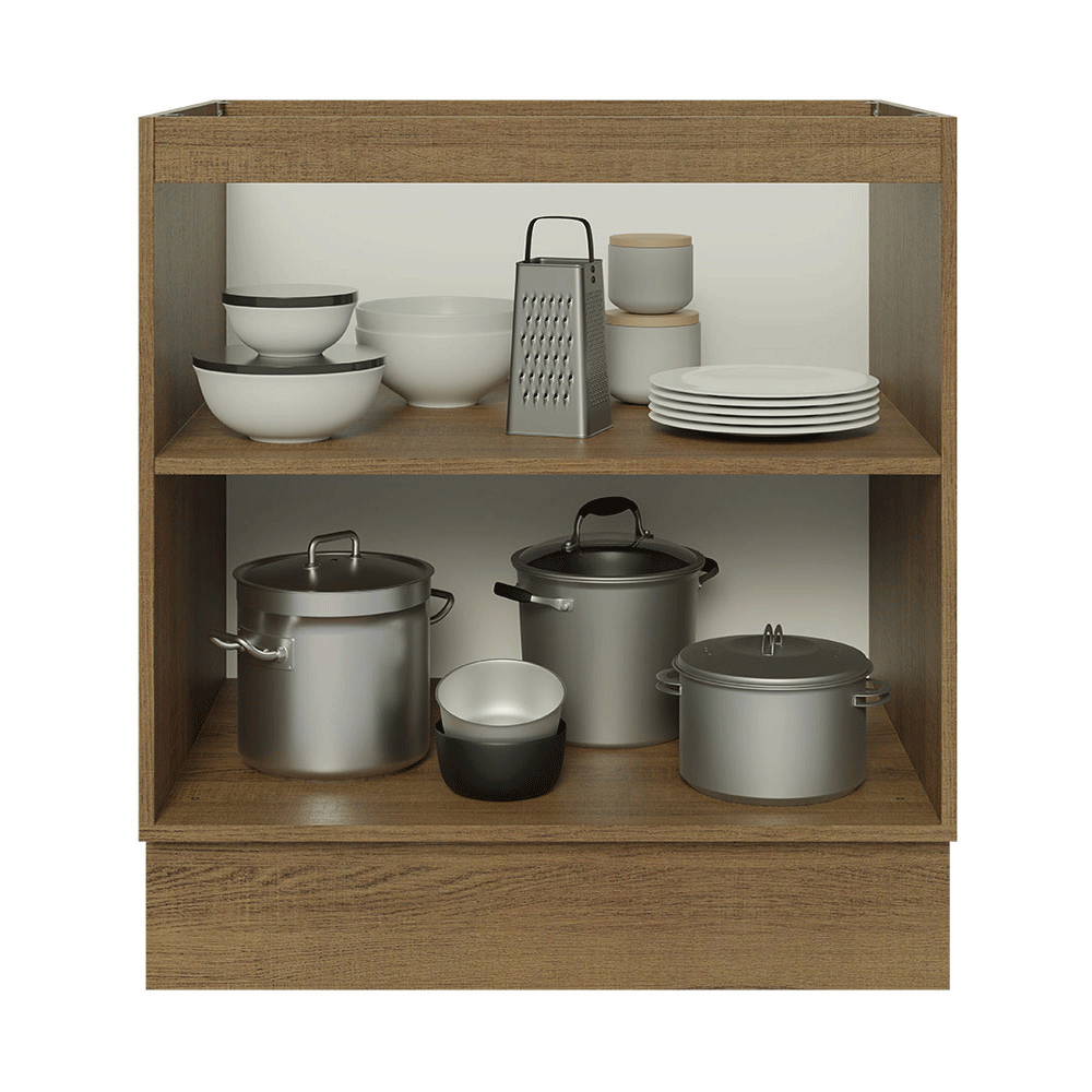 Balcão de Cozinha 70 x 60 cm 2 Portas (Sem Tampo) Rustic/Preto Lux Madesa