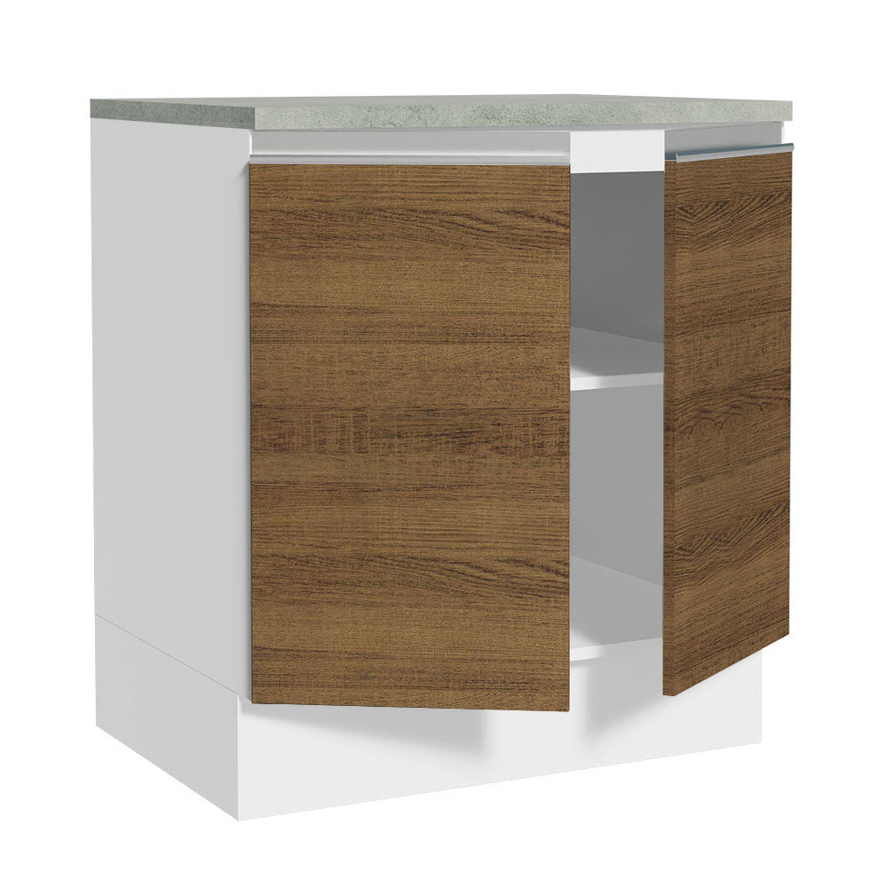 Balcão 70 x 60 cm 2 Portas (Com Tampo) Branco/Rustic Glamy Madesa