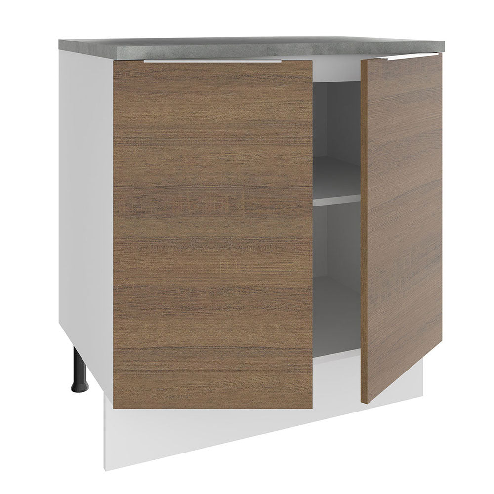 Balcão 70 x 60 cm 2 Portas (Com Tampo) Branco/Rustic Stella Madesa