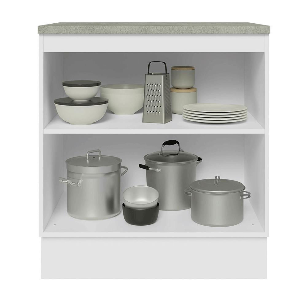 Balcão de Cozinha 70 x 60 cm 2 Portas (Com Tampo) Branco/Cinza Lux Madesa