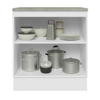 Balcão de Cozinha 70 x 60 cm 2 Portas (Com Tampo) Branco/Cinza Lux Madesa